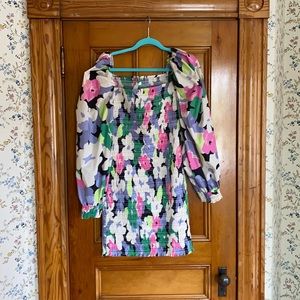 H&M smocked body-con dress puffy sleeve blogger